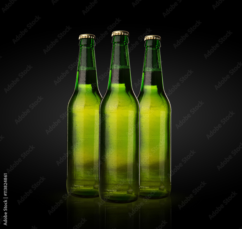 Cold wet beer bottles