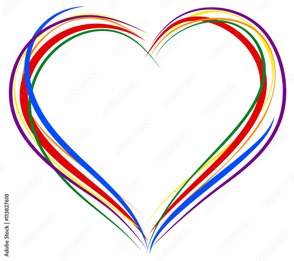 LGBT heart symbol. Sign of heart outline. Rainbow heart for greeting ...