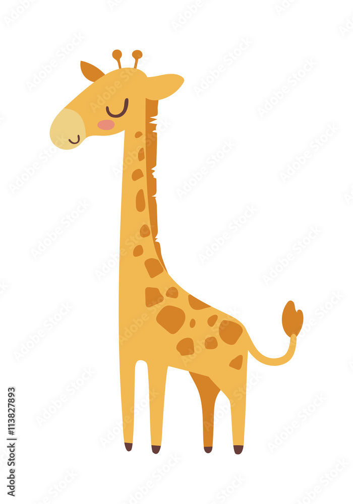 Naklejka premium Cute giraffe cartoon vector illustration.