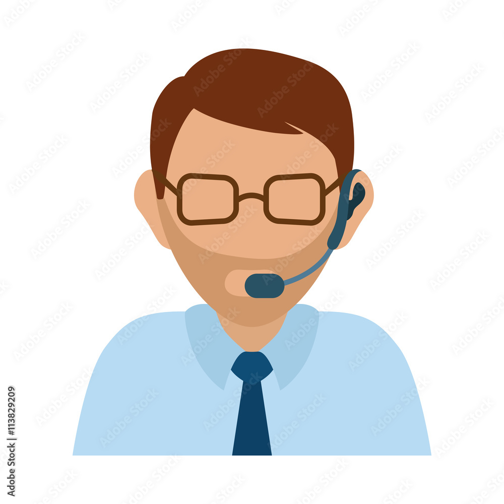 Operator man avatar. Customer service. vector graphic