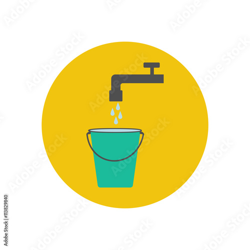 Bucket and water tap illustration