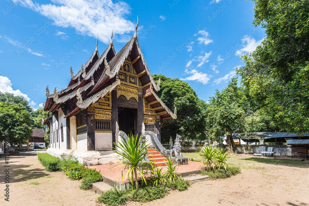 The old temple with northern style art of Thailand