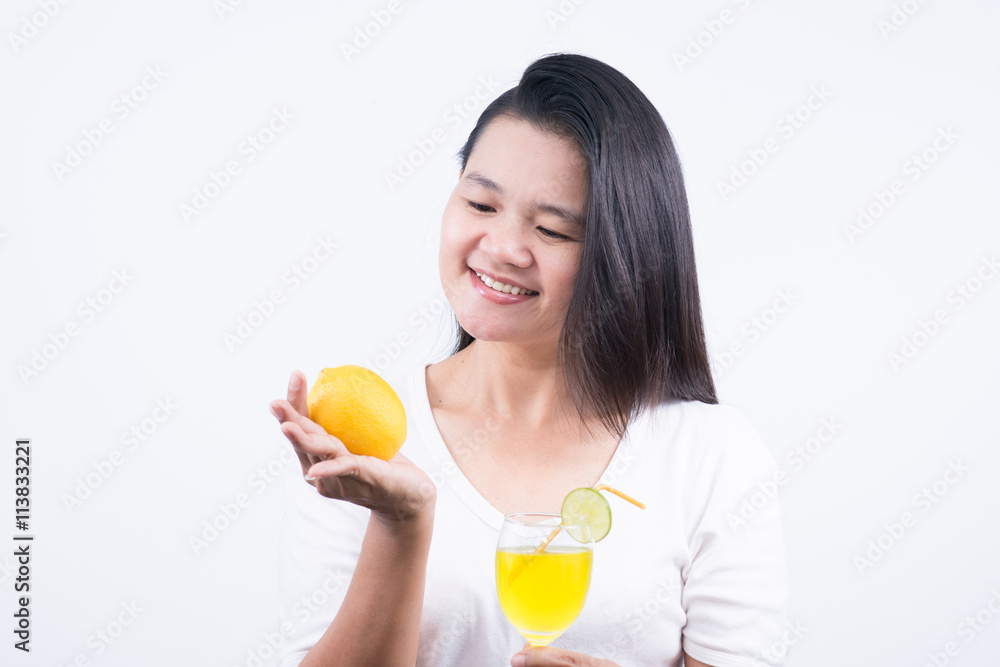 Woman with lemons. Healthy food . Skin care and beauty. Vitamins Woman with lemons. Healthy food . Skin care and beauty. Vitamins