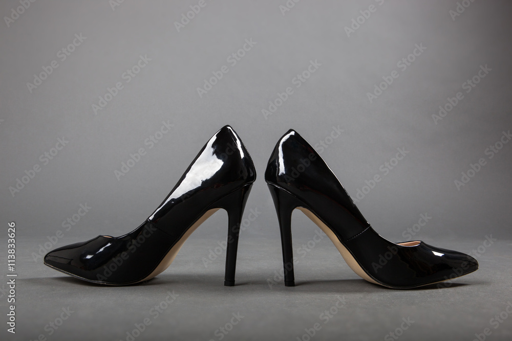 High heel black and shiny stilleto shoes High heel black and shiny stilleto shoes