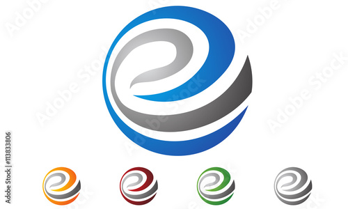 global, letter E logo vector
