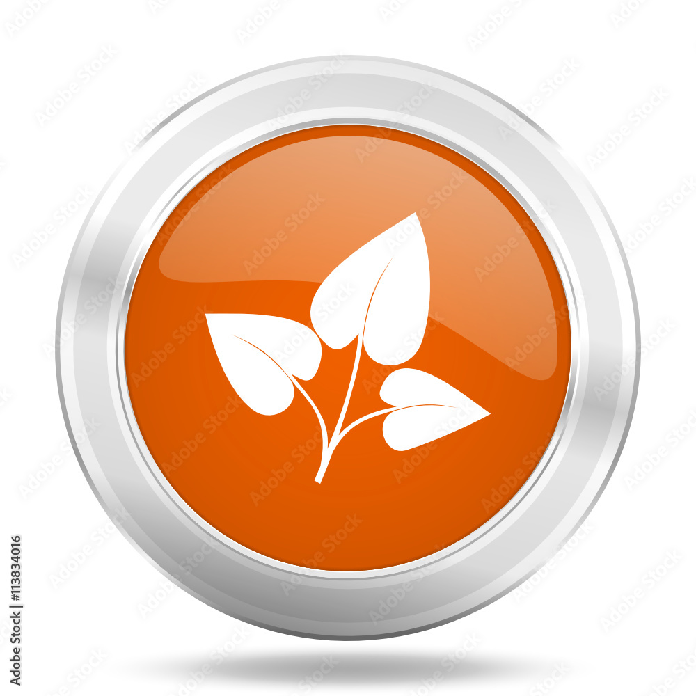 Web design orange glossy leaf vector icon Web design orange glossy leaf vector icon