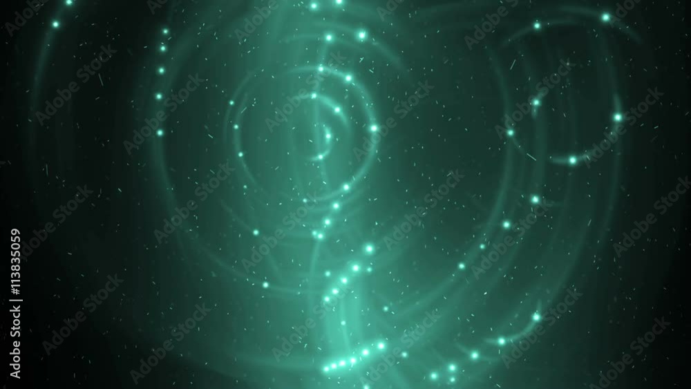 Abstract motion neon background with particles and stars on a black background. Abstract animated motion background of spinning spheres with lines. Seamless loop. Abstract motion neon background with particles and stars on a black background. Abstract animated motion background of spinning spheres with lines. Seamless loop.