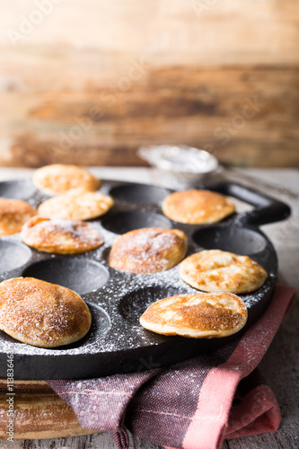 Dutch mini pancakes called poffertjes