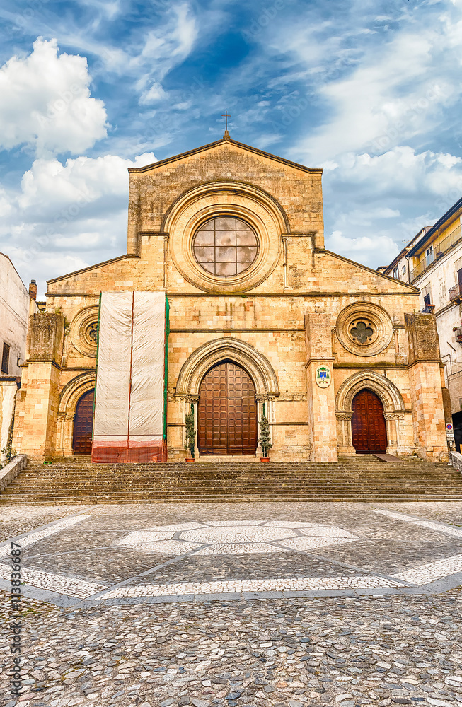 Scenic facade of the ancient Cosenza's Cathedral, Italy