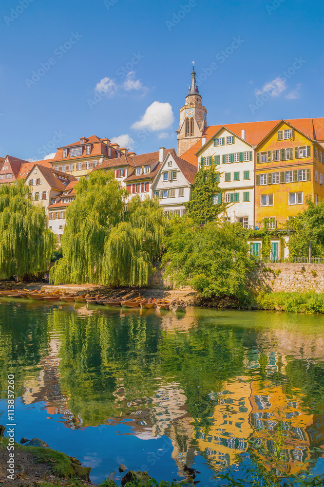 A view of the old historical town of Tuebingen, Germany, on the river A view of the old historical town of Tuebingen, Germany, on the river