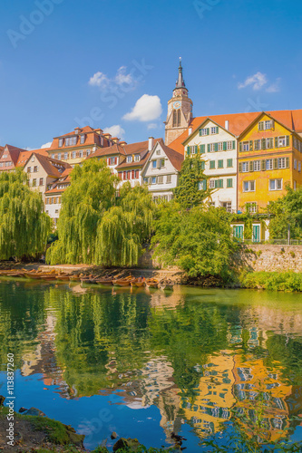 A view of the old historical town of Tuebingen, Germany, on the river