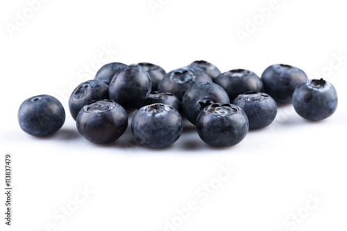 Blueberries on white background