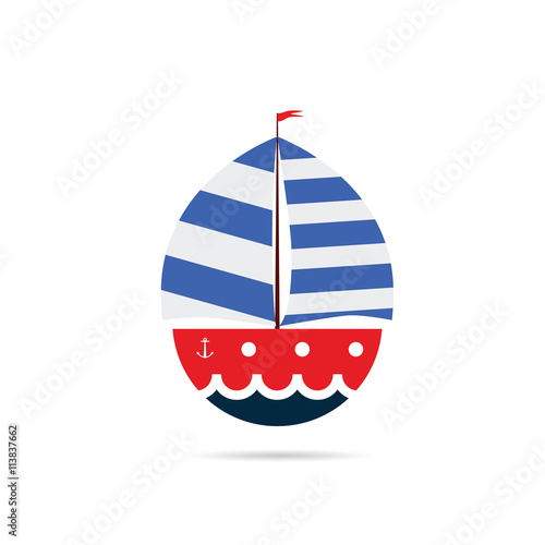 boat icon color illustration