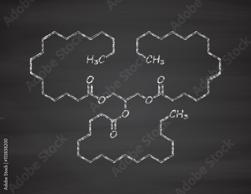 Stearin saturated fat molecule: triglyceride composed of glycero