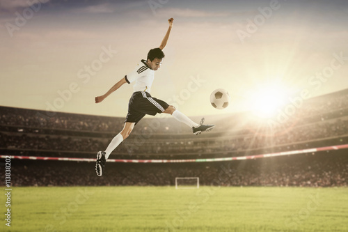 Soccer player in action kicking the ball © Creativa Images
