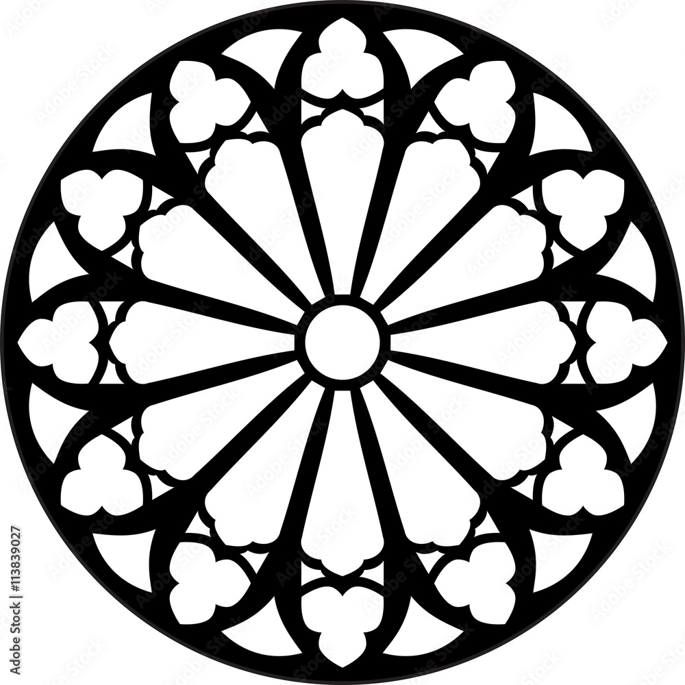 Obraz premium Gothic rosette window pattern, vector illustration