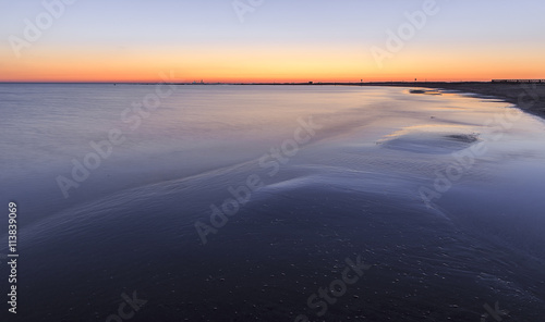 Coast beach in the Caspian Sea near Baku at sunrise.Azerbaijan