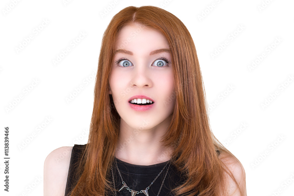 Redhead girl is surprised Redhead girl is surprised