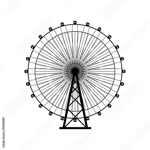 Ferris wheel silhouette, circle. Carnival. Funfair background.Carousel, motion. Vector illustration.