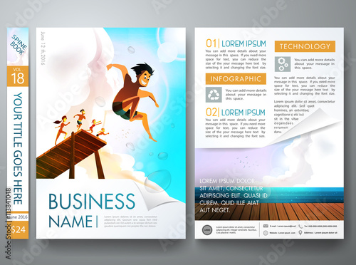 Brochure design template vector.Business flyers report magazine poster template.Cover book portfolio summer sea presentation and page curl design.Layout design in A4 brochure poster size background.