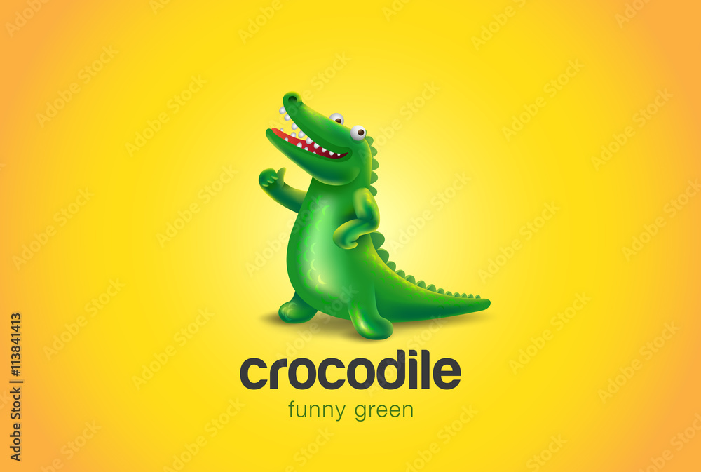 Naklejka premium Crocodile Logo abstract funny design vector Alligator fun icon