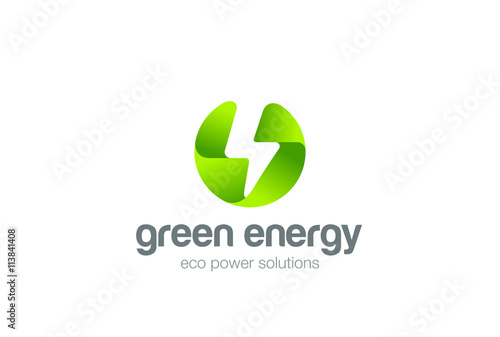 Green Eco Energy Flash Logo circle electricity Ecology Power