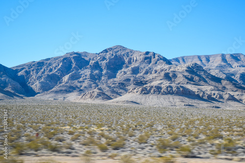 Viewing the Desert Landscape, Nevada snowy sierra  mountains