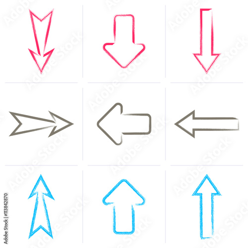 Colorful vector hand drawn arrows