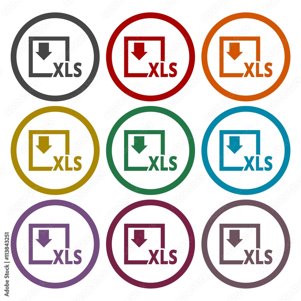 The XLS icon, File format symbol set The XLS icon, File format symbol set