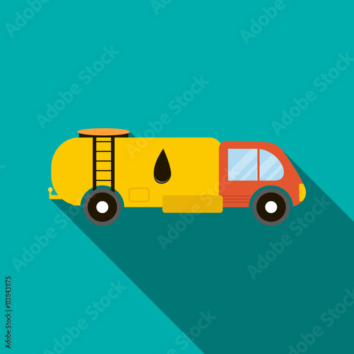 Oil tank truck icon, flat style