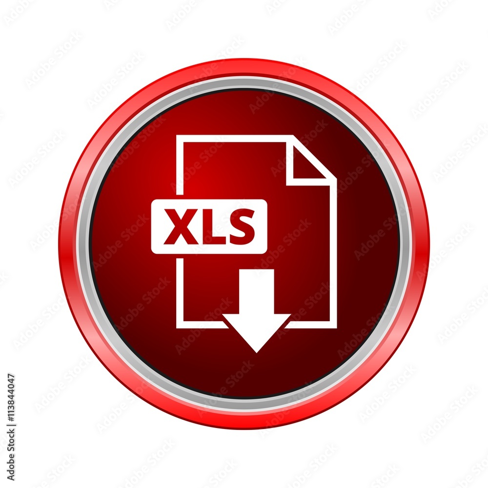 XLS icon, Internet button on white background XLS icon, Internet button on white background