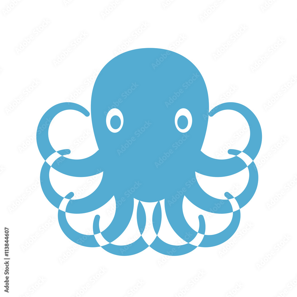 Vector print for t-shirt. Octopus on a white background Vector print for t-shirt. Octopus on a white background