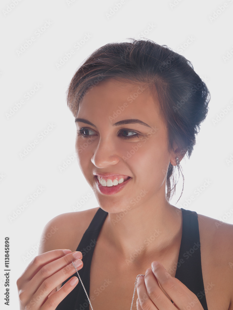 young woman in black evening dress young woman in black evening dress