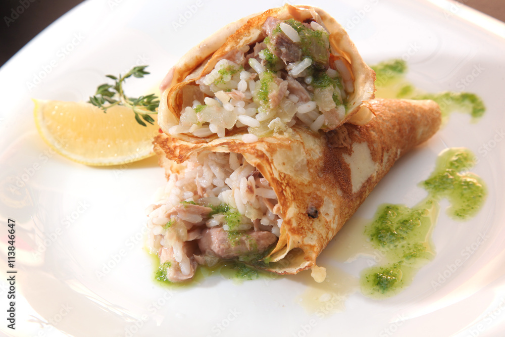pancakes with rice and tuna pancakes with rice and tuna