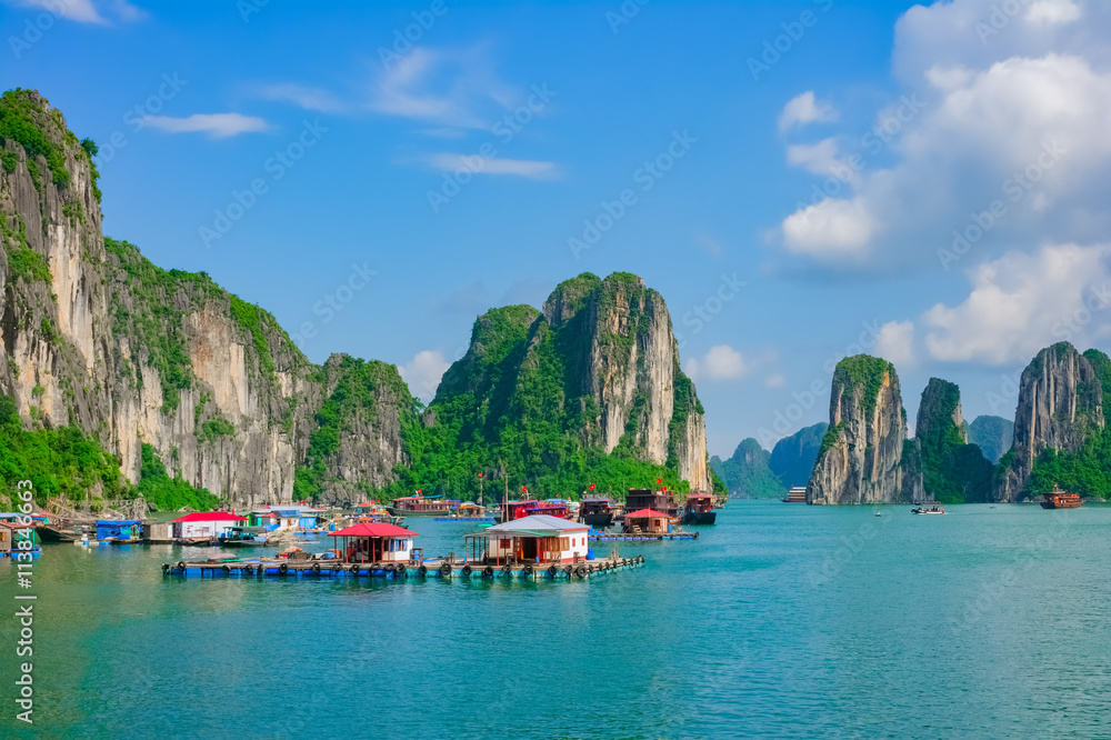 Floating fishing village in Halong Bay, Vietnam
