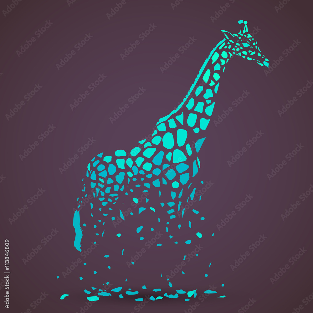 Naklejka premium Sylwetka wektor żyrafa, streszczenie ilustracji zwierząt. Żyrafa safari może być używana jako tło, karta, materiały do drukowania