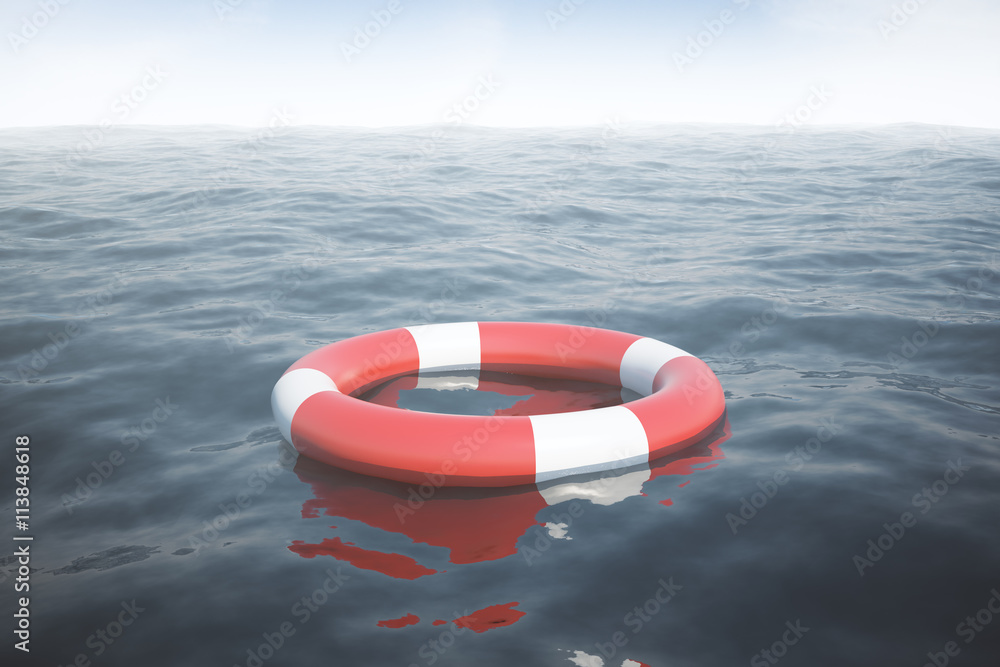 Naklejka premium Lifebuoy ring on water