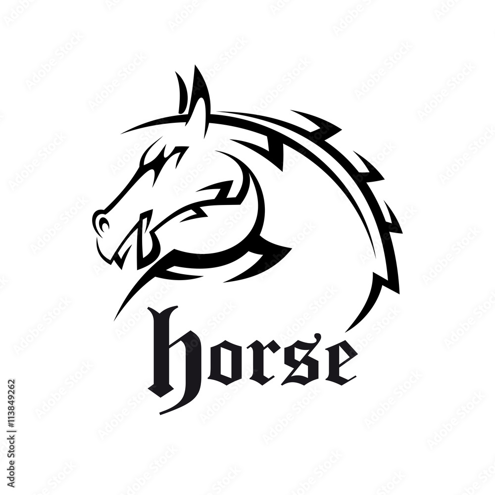 Tribal horse neighs for tattoo or mascot design