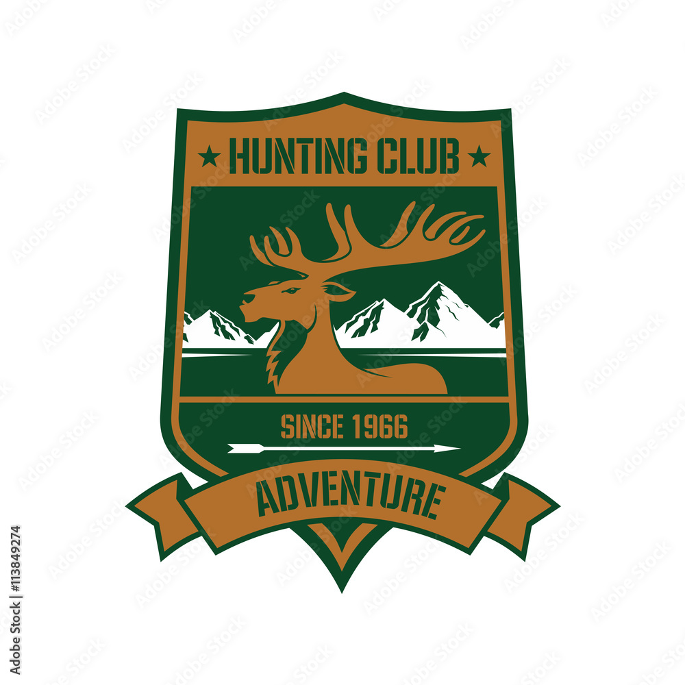 Rocky mountain elk badge for hunting design