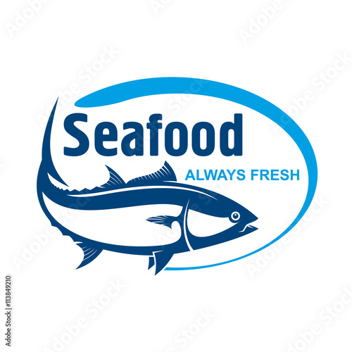 Fish market symbol with wild alaskan salmon