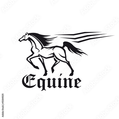 Equestrian sporting symbol of running racehorse