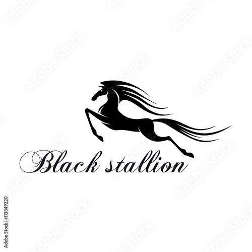 Silhouette of a jumping horse for mascot design