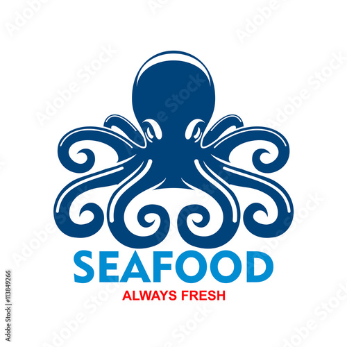 Blue pacific octopus icon for seafood menu design