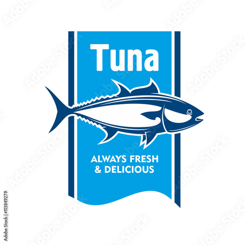 Atlantic bluefin tuna fish icon for seafood design