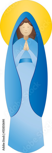 Blessed Virgin Mary simple color vector illustration
