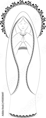 Blessed Virgin Mary drawing vector illustration