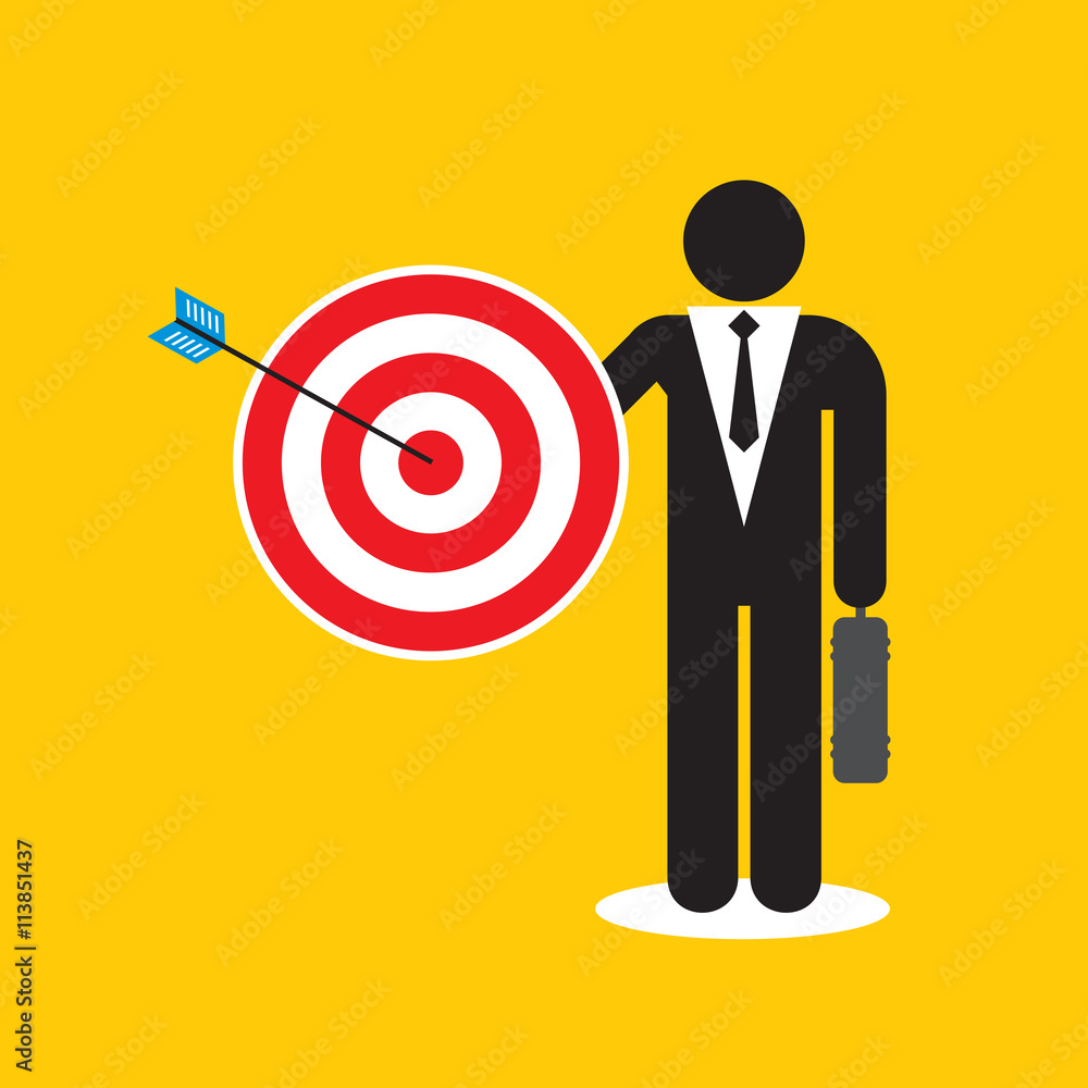 Businessman with target and dart Businessman with target and dart