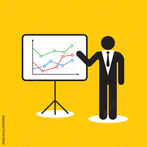  Businessman icon and growth chart