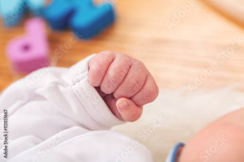 Newborn infant baby's hand