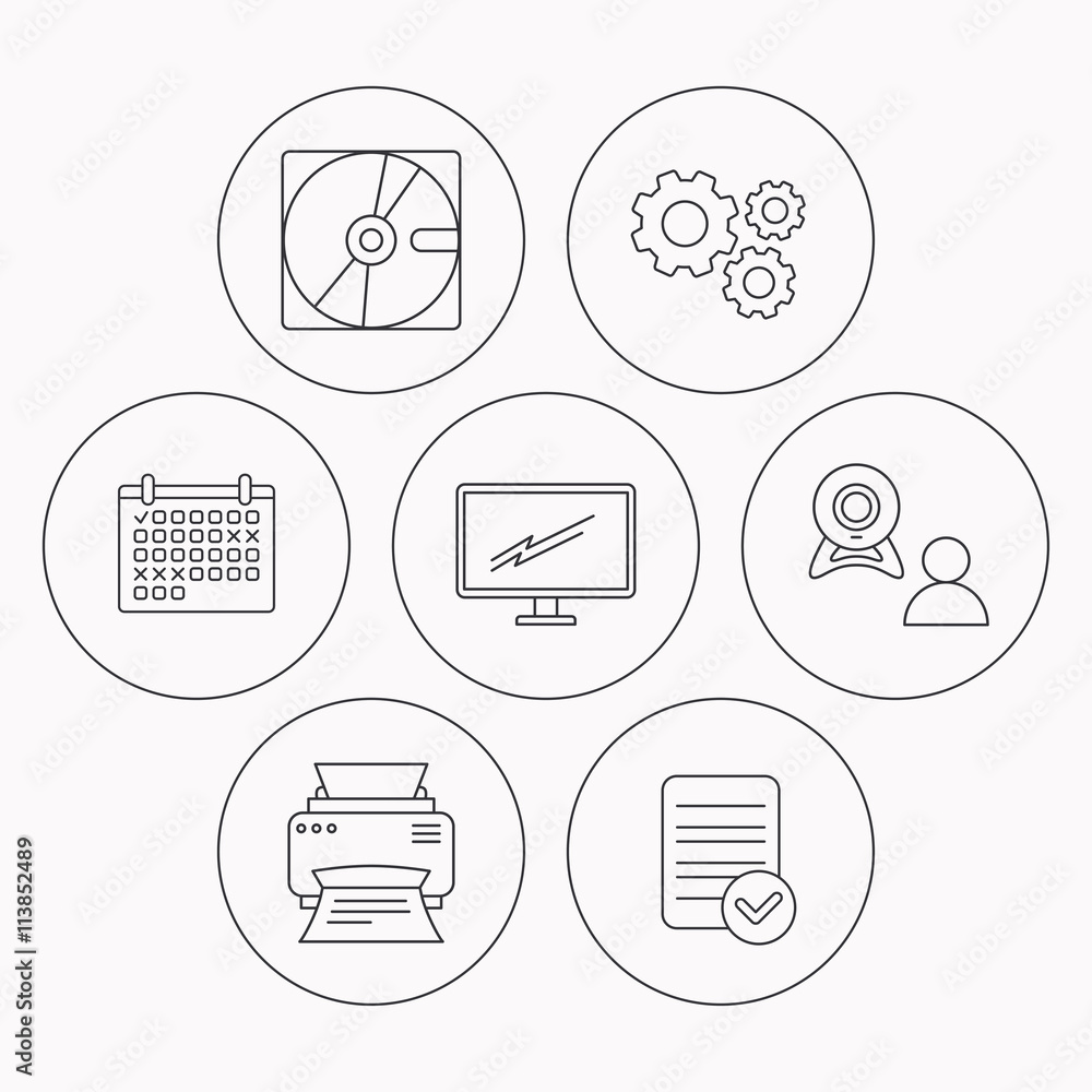 Monitor, printer and video chat icons. Monitor, printer and video chat icons.